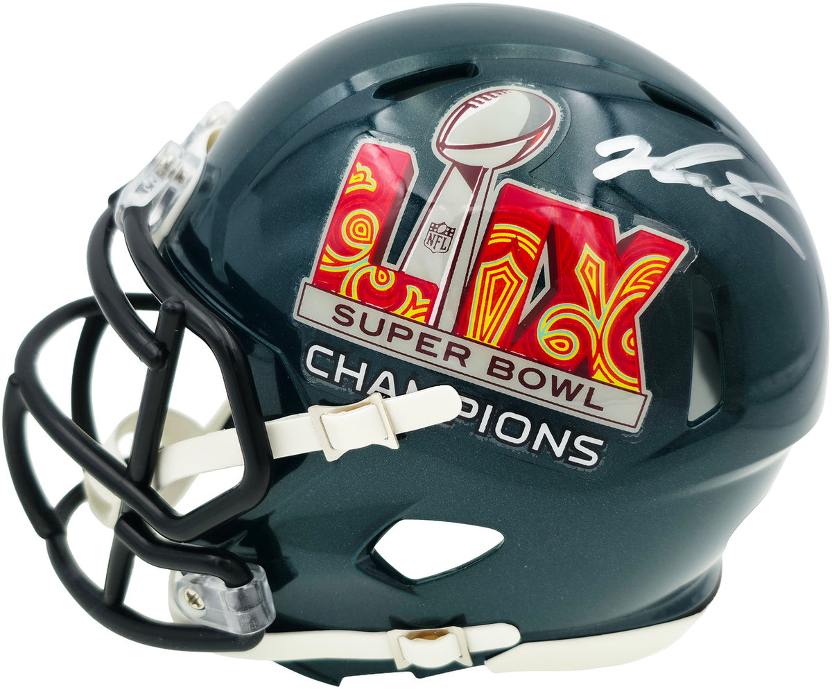 Jalen Carter Autographed Philadelphia Eagles Green Super Bowl LIX Champions Logo Speed Mini Helmet JSA Witness Stock #266082