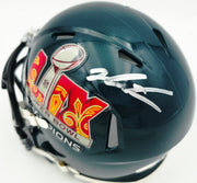 Jalen Carter Autographed Philadelphia Eagles Green Super Bowl LIX Champions Logo Speed Mini Helmet JSA Witness Stock #266082