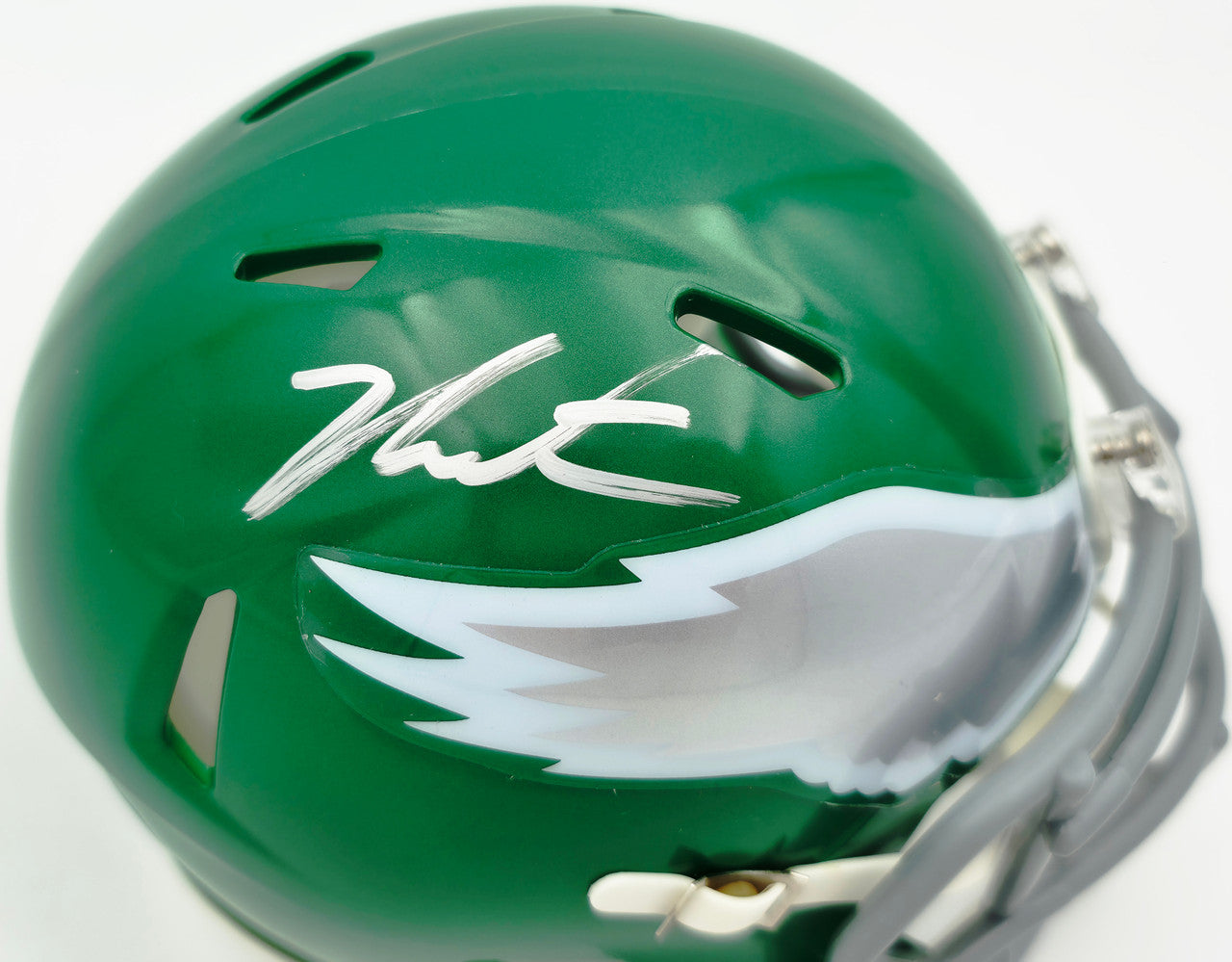 Jalen Carter Autographed Philadelphia Eagles Kelly Green 2023 Alternate Speed Mini Helmet JSA Witness Stock #266084