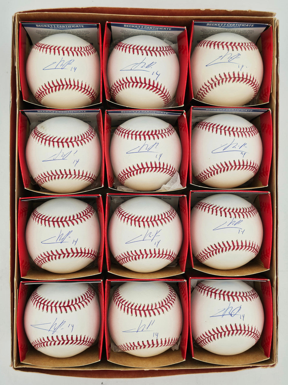 Cristian Pache Autographed Official MLB Baseball 12 Count Lot Atlanta Braves "#14" Beckett BAS Stock #266309