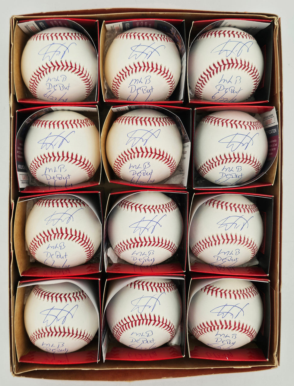 Wander Franco Autographed Official MLB Baseball 12 Count Lot Tampa Bay Rays "MLB Debut 6/22/22" JSA Stock #266311