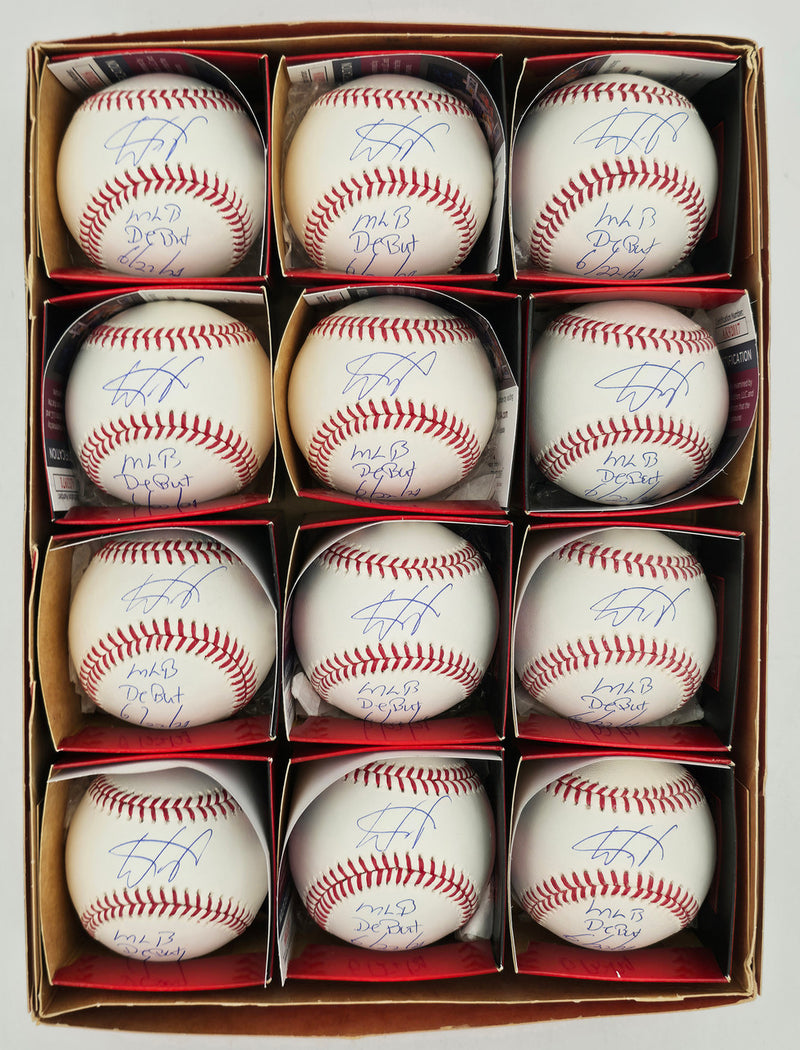 Wander Franco Autographed Official MLB Baseball 12 Count Lot Tampa Bay Rays "MLB Debut 6/22/22" JSA Stock #266311
