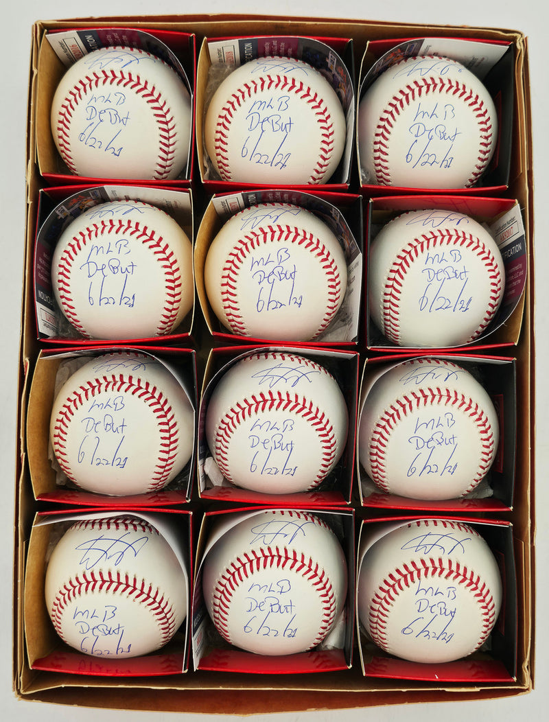 Wander Franco Autographed Official MLB Baseball 12 Count Lot Tampa Bay Rays "MLB Debut 6/22/22" JSA Stock #266311