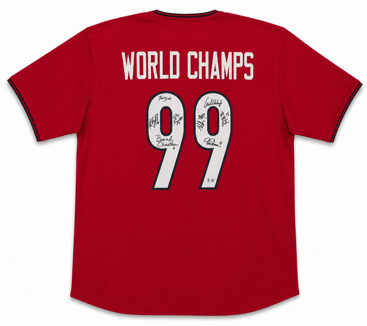 Team USA 1999 Women's World Cup Champions Autographed Black Jersey With 8 Signatures Including Hamm & Chastain Beckett BAS Witness Stock #266278