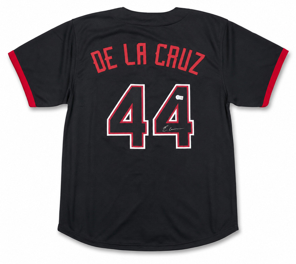 Cincinnati Reds Elly De La Cruz Autographed Black Jersey Beckett BAS Witness Stock #266276