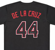Cincinnati Reds Elly De La Cruz Autographed Black Jersey Beckett BAS Witness Stock #266276