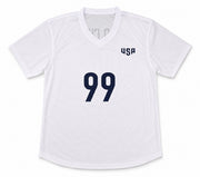 Team USA 1999 Women's World Cup Champions Autographed White Jersey With 8 Signatures Including Hamm & Chastain Beckett BAS Witness Stock #266279