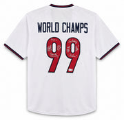 Team USA 1999 Women's World Cup Champions Autographed White Jersey With 8 Signatures Including Hamm & Chastain Beckett BAS Witness Stock #266280