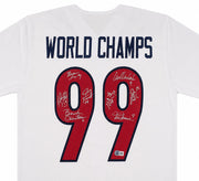 Team USA 1999 Women's World Cup Champions Autographed White Jersey With 8 Signatures Including Hamm & Chastain Beckett BAS Witness Stock #266280