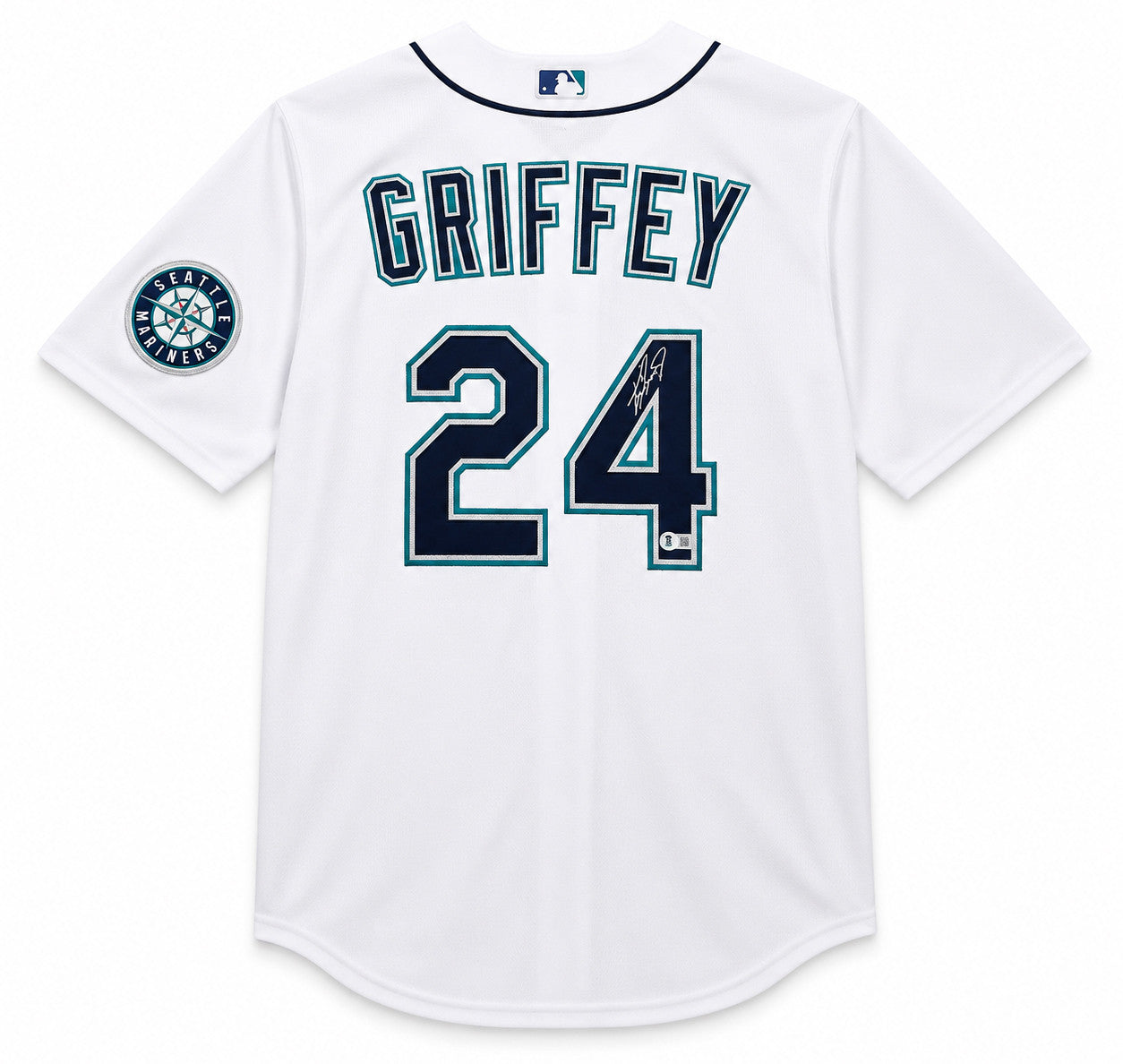 Seattle Mariners Ken Griffey Jr. Autographed White Nike Jersey Size XL Beckett BAS Witness Stock #266284