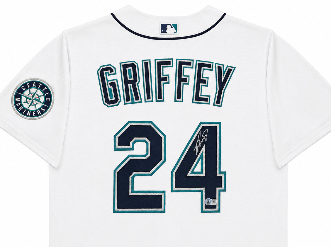 Seattle Mariners Ken Griffey Jr. Autographed White Nike Jersey Size XL Beckett BAS Witness Stock #266284