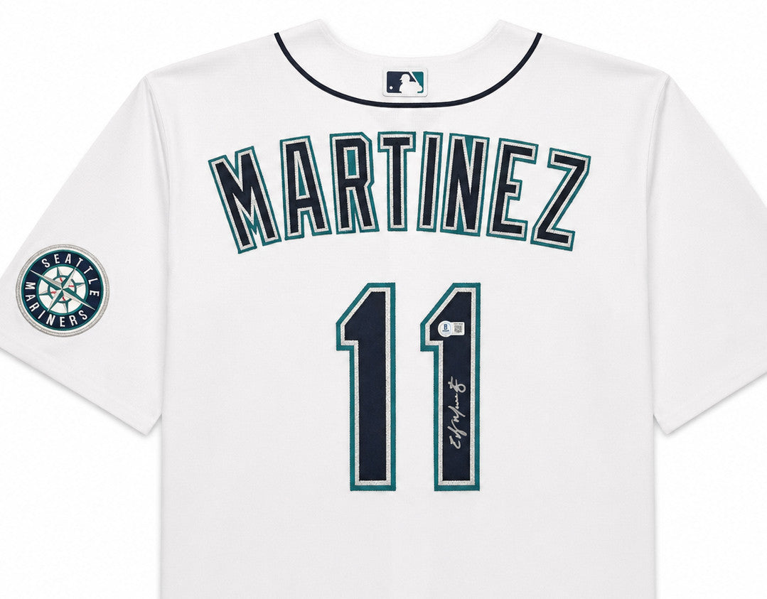 Seattle Mariners Edgar Martinez Autographed White Nike Jersey Size XXL Beckett BAS Witness Stock #266275
