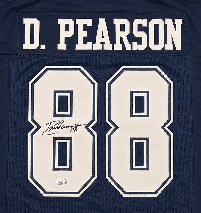 Dallas Cowboys Drew Pearson Autographed Blue Jersey Beckett BAS Witness Stock #267051
