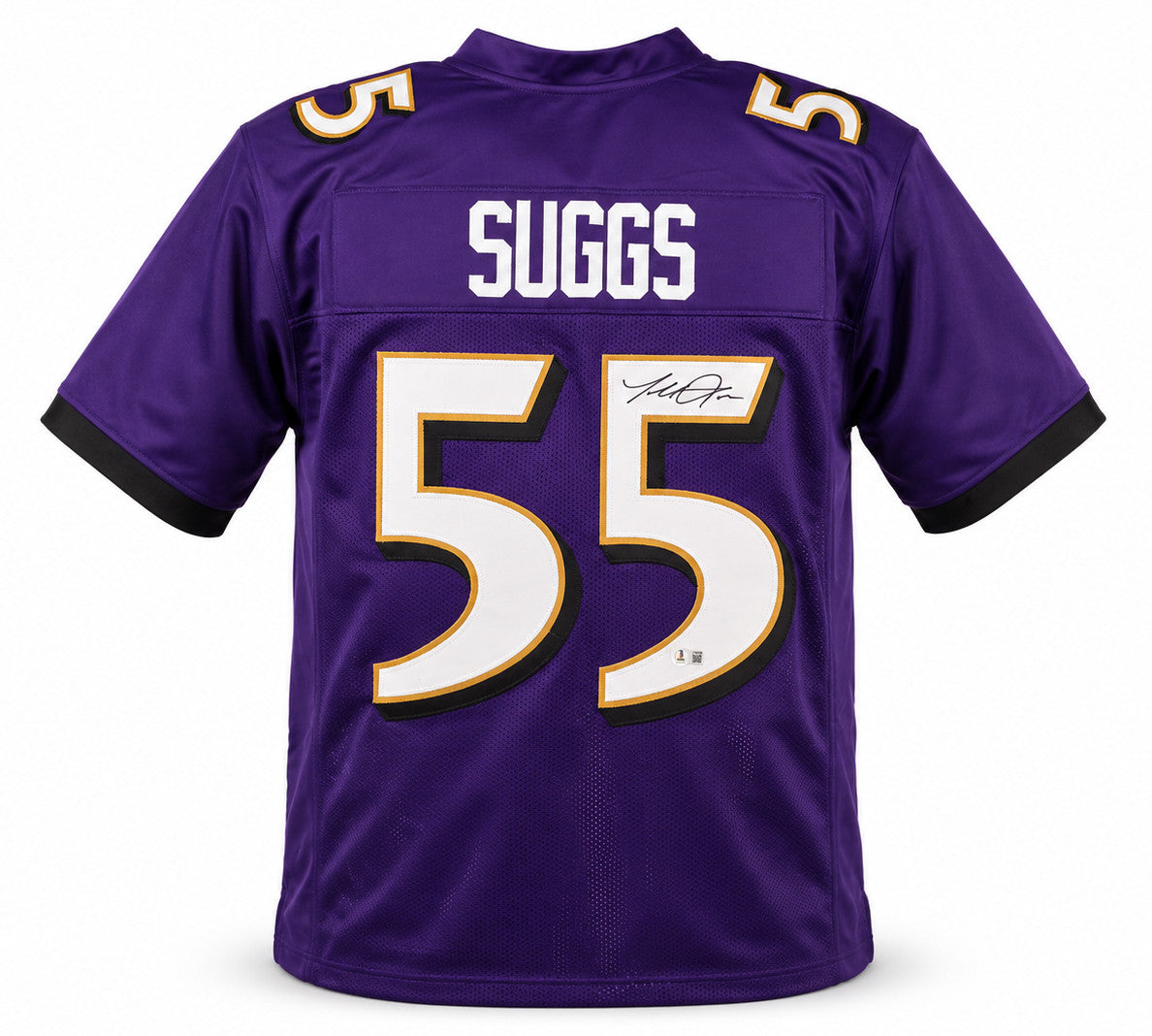 Baltimore Ravens Terrell Suggs Autographed Purple Jersey Beckett BAS Witness Stock #267052