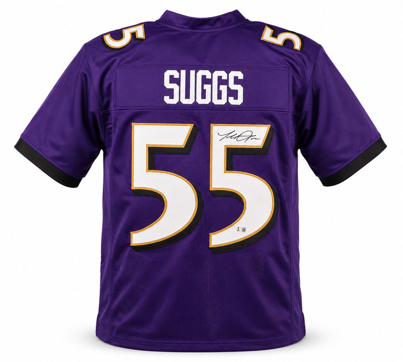 Baltimore Ravens Terrell Suggs Autographed Purple Jersey Beckett BAS Witness Stock #267052