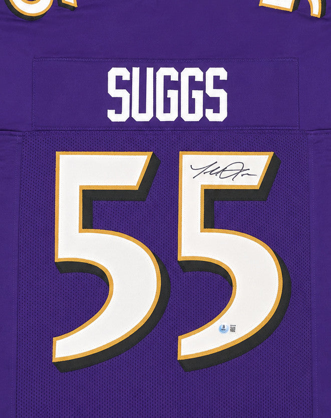 Baltimore Ravens Terrell Suggs Autographed Purple Jersey Beckett BAS Witness Stock #267052