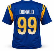 Los Angeles Rams Aaron Donald Autographed Blue Jersey Beckett BAS Witness Stock #267075