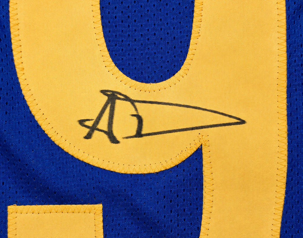 Los Angeles Rams Aaron Donald Autographed Blue Jersey Beckett BAS Witness Stock #267075