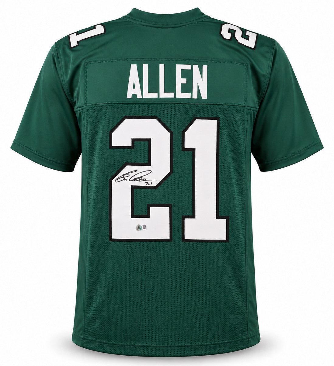Philadelphia Eagles Eric Allen Autographed Green Jersey Beckett BAS Witness Stock #267064