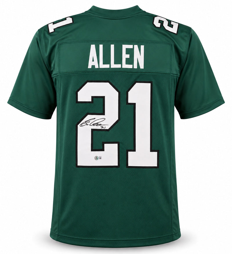 Philadelphia Eagles Eric Allen Autographed Green Jersey Beckett BAS Witness Stock #267064