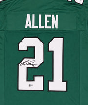 Philadelphia Eagles Eric Allen Autographed Green Jersey Beckett BAS Witness Stock #267064