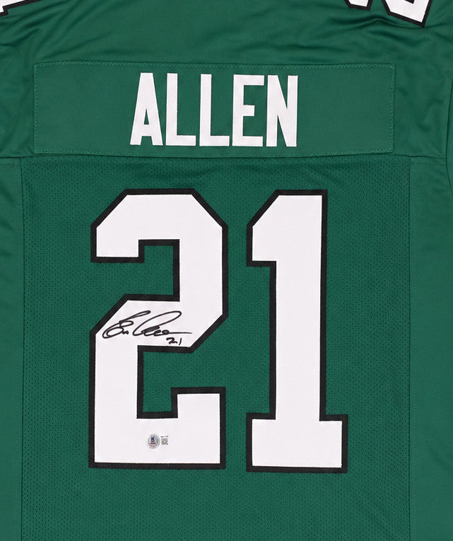 Philadelphia Eagles Eric Allen Autographed Green Jersey Beckett BAS Witness Stock #267064