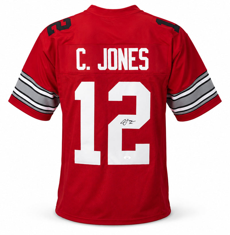 Ohio State Buckeyes Cardale Jones Autographed Red Jersey JSA Stock #267061