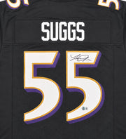Baltimore Ravens Terrell Suggs Autographed Black Jersey Beckett BAS Witness Stock #267048