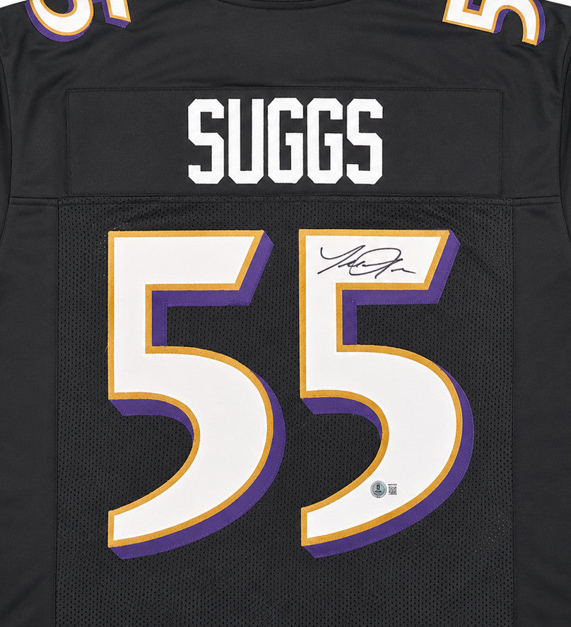 Baltimore Ravens Terrell Suggs Autographed Black Jersey Beckett BAS Witness Stock #267048
