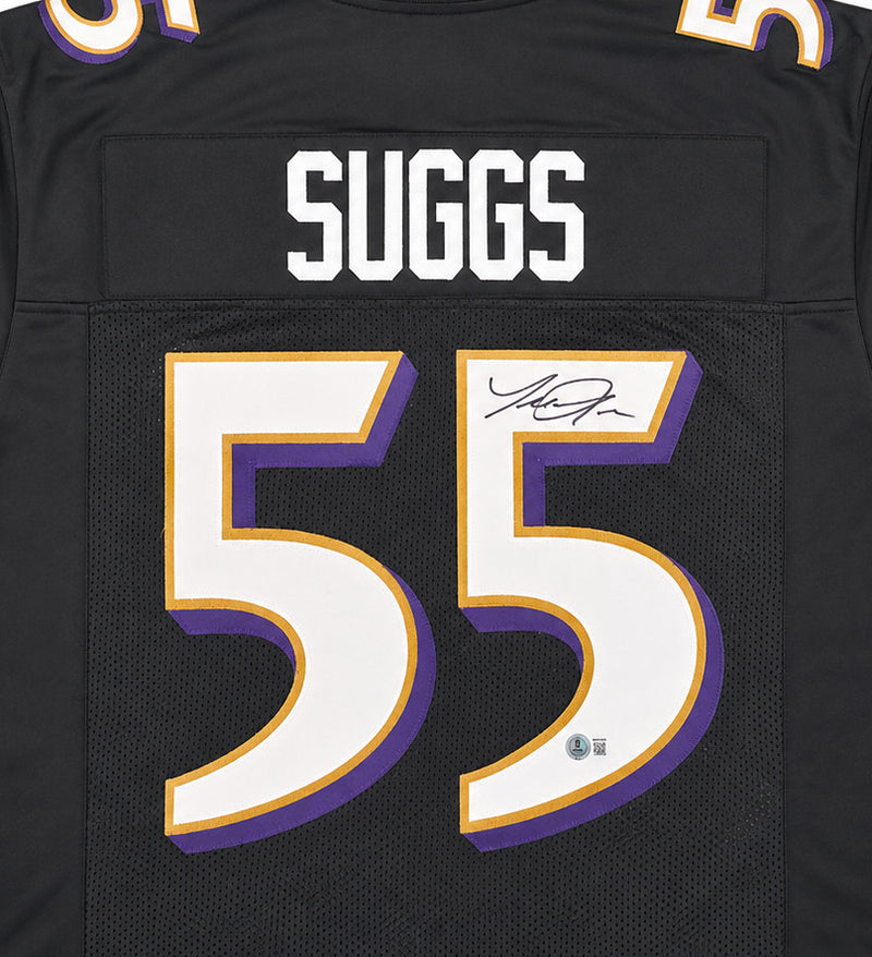 Baltimore Ravens Terrell Suggs Autographed Black Jersey Beckett BAS Witness Stock #267048