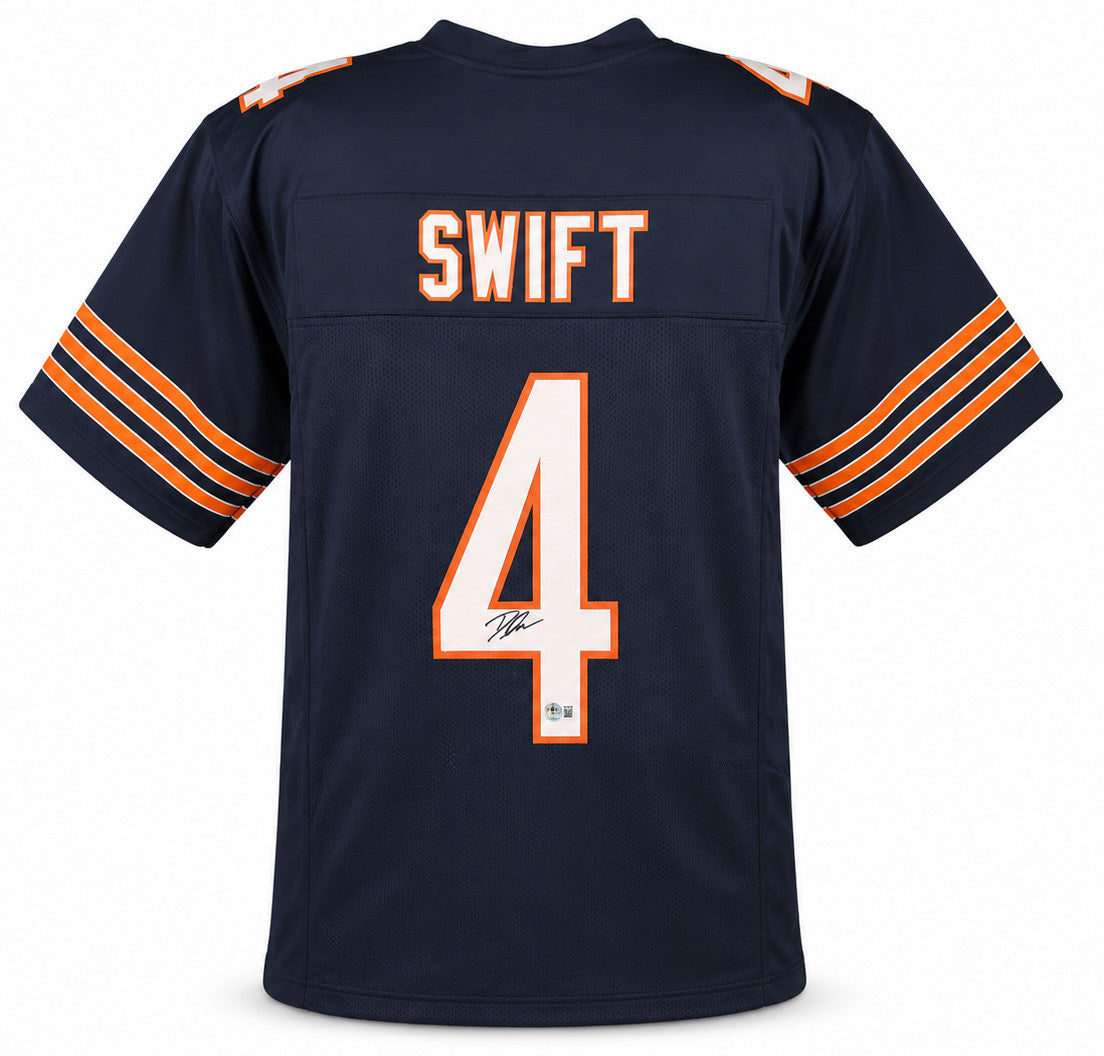 Chicago Bears D'Andre Swift Autographed Blue Jersey Beckett BAS Witness Stock #267071