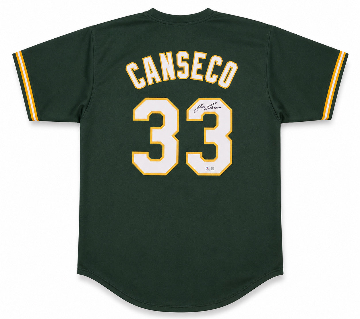 Oakland A's Jose Canseco Autographed Green Jersey Beckett BAS Witness Stock #267074