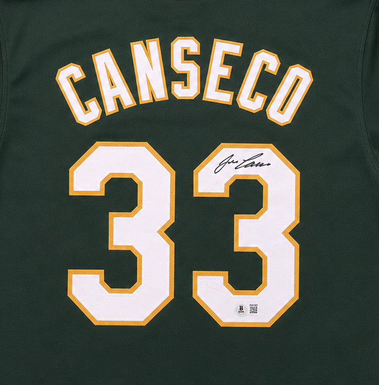Oakland A's Jose Canseco Autographed Green Jersey Beckett BAS Witness Stock #267074