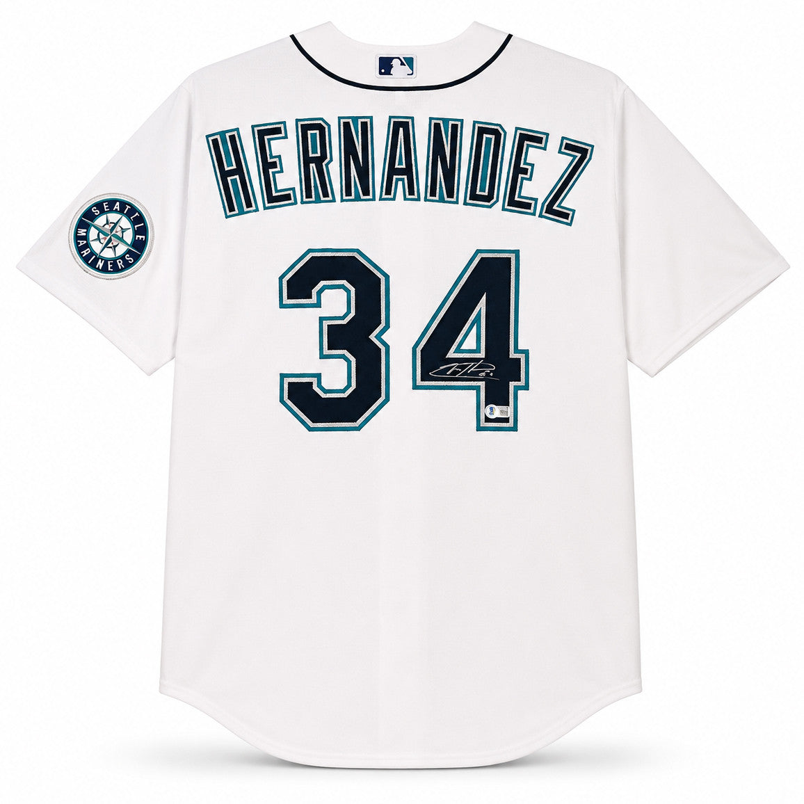 Seattle Mariners Felix Hernandez Autographed White Nike Jersey Size L Beckett BAS Witness Stock #266583