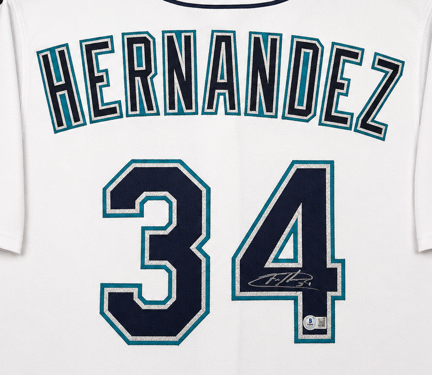 Seattle Mariners Felix Hernandez Autographed White Nike Jersey Size XXL Beckett BAS Witness Stock #266585