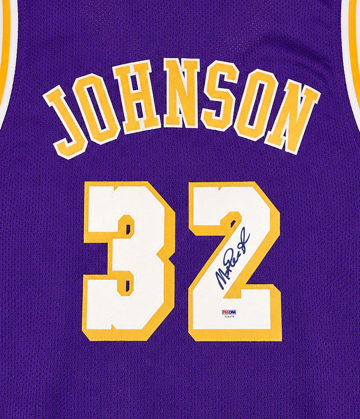 Los Angeles Lakers Magic Johnson Autographed Purple Jersey PSA/DNA Stock #267057