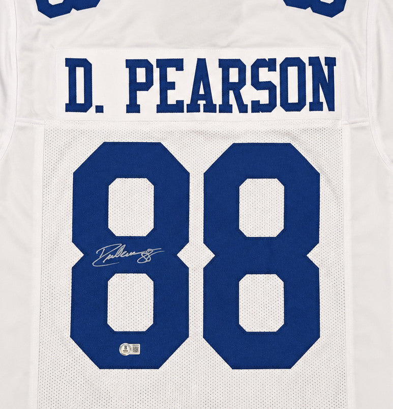 Dallas Cowboys Drew Pearson Autographed White Jersey Beckett BAS Witness Stock #267049