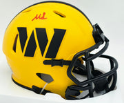 Mike Sainristil Autographed Washington Commanders Rave Yellow Speed Mini Helmet Beckett BAS QR Stock #267260