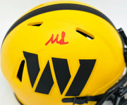 Mike Sainristil Autographed Washington Commanders Rave Yellow Speed Mini Helmet Beckett BAS QR Stock #267260