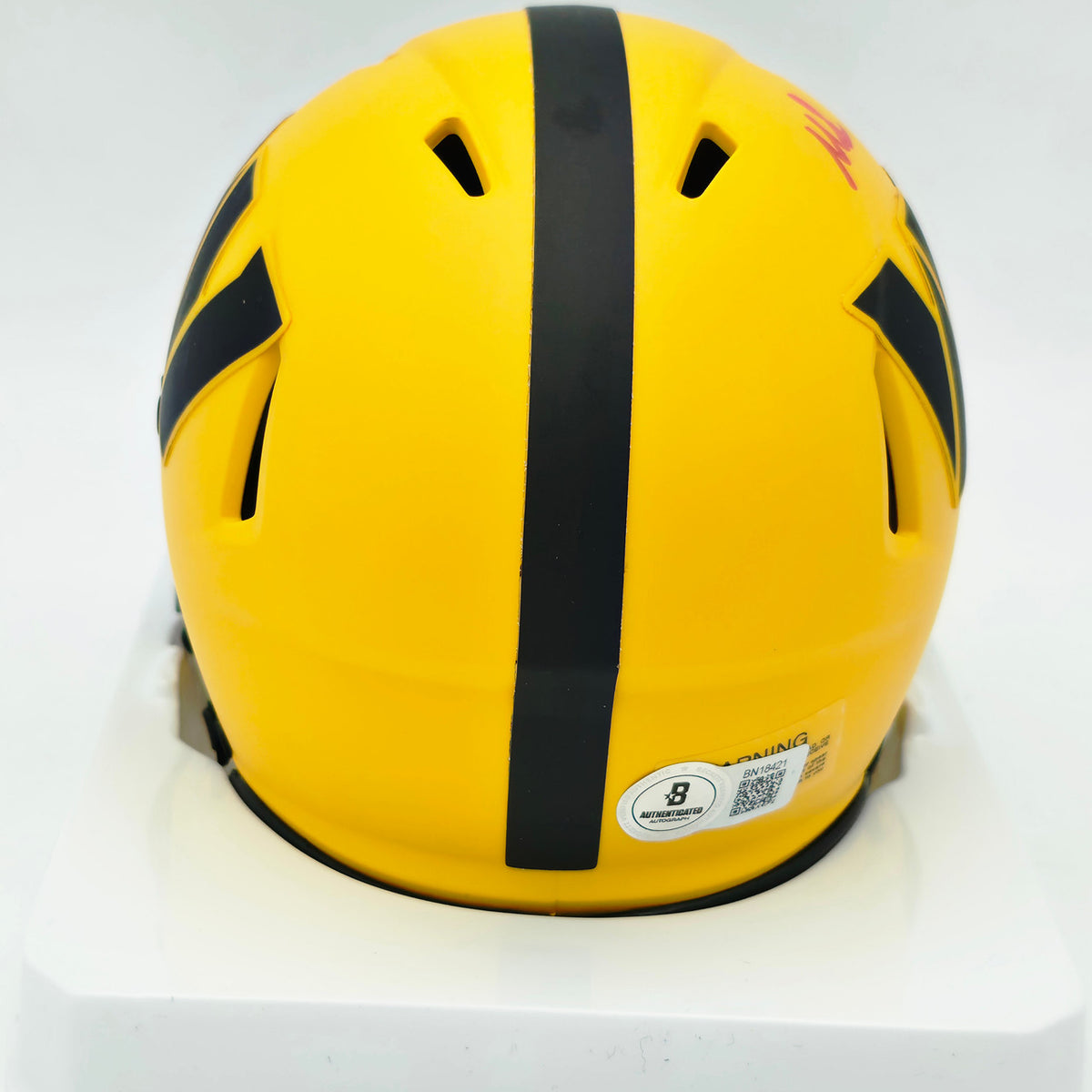 Mike Sainristil Autographed Washington Commanders Rave Yellow Speed Mini Helmet Beckett BAS QR Stock #267260