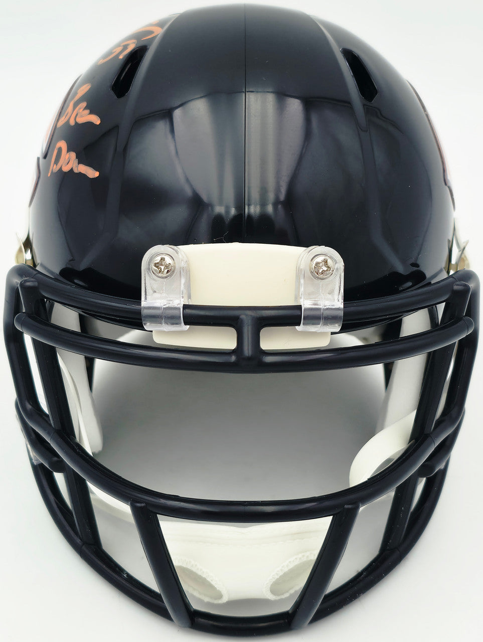 Brian Urlacher Autographed Chicago Bears Blue Speed Mini Helmet "Bear Down" Beckett BAS Witness Stock #267313