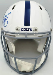 Reggie Wayne Autographed Indianapolis Colts White 2020 Alternate Full Size Speed Authentic Helmet Beckett BAS Witness Stock #267307