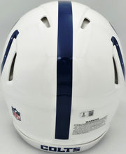 Reggie Wayne Autographed Indianapolis Colts White 2020 Alternate Full Size Speed Authentic Helmet Beckett BAS Witness Stock #267307
