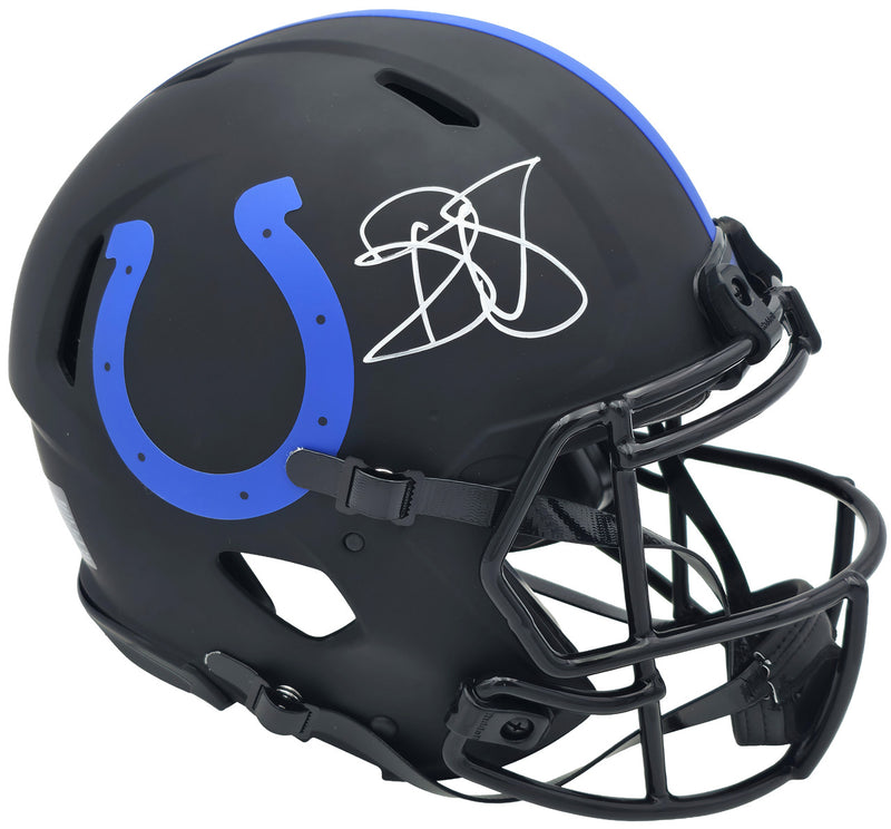 Reggie Wayne Autographed Indianapolis Colts Eclipse Black Full Size Speed Authentic Helmet Beckett BAS Witness Stock #267308