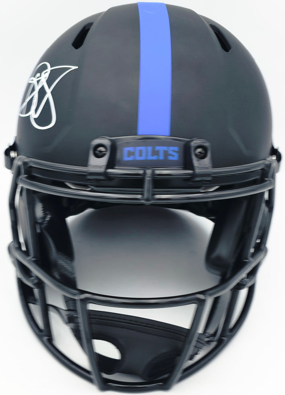 Reggie Wayne Autographed Indianapolis Colts Eclipse Black Full Size Speed Authentic Helmet Beckett BAS Witness Stock #267308