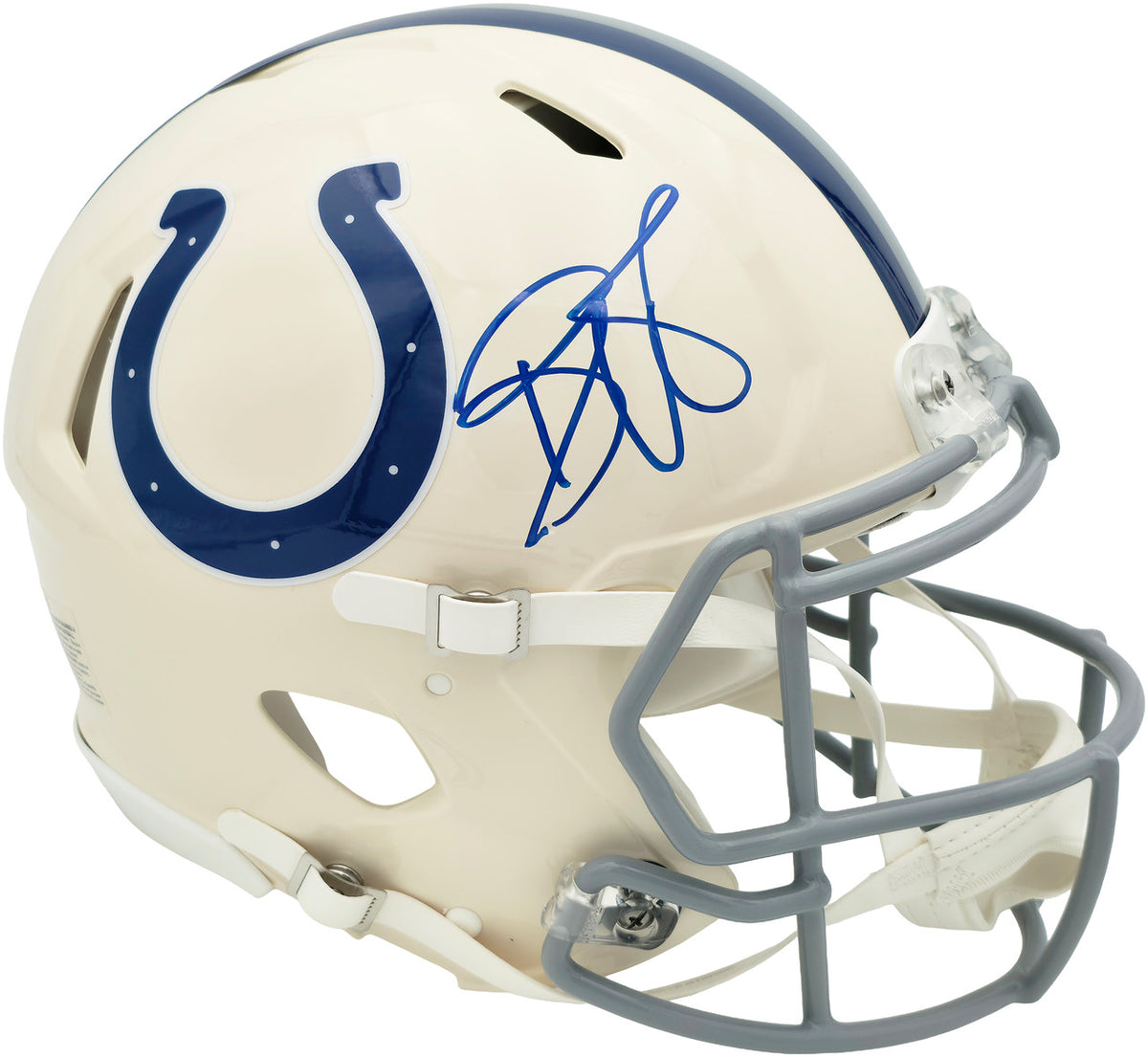 Reggie Wayne Autographed Indianapolis Colts Cream Retro Full Size Speed Authentic Helmet Beckett BAS Witness Stock #267309