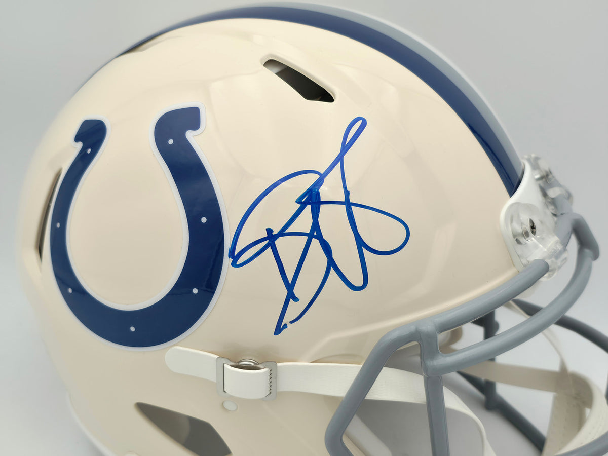 Reggie Wayne Autographed Indianapolis Colts Cream Retro Full Size Speed Authentic Helmet Beckett BAS Witness Stock #267309