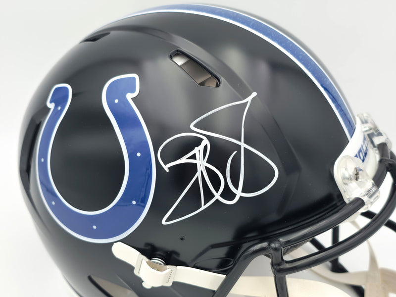 Reggie Wayne Autographed Indianapolis Colts Black 2023 Alternate Full Size Speed Authentic Helmet Beckett BAS Witness Stock #267310