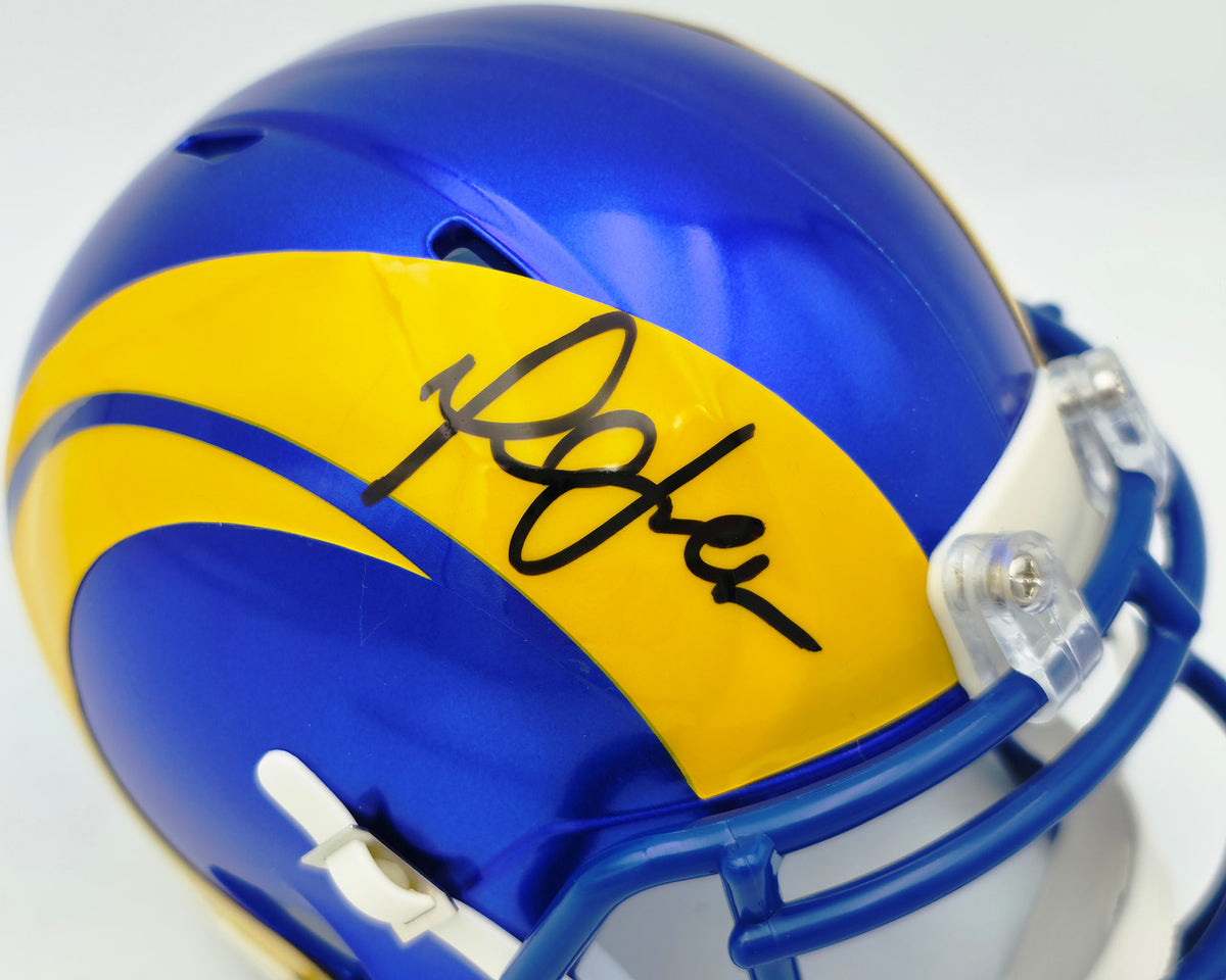 Marshall Faulk Autographed St. Louis Rams Blue Speed Mini Helmet JSA Witness Stock #267311