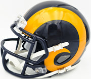 Marshall Faulk Autographed St. Louis Rams Blue 1981-99 Throwback Speed Mini Helmet JSA Witness Stock #267312